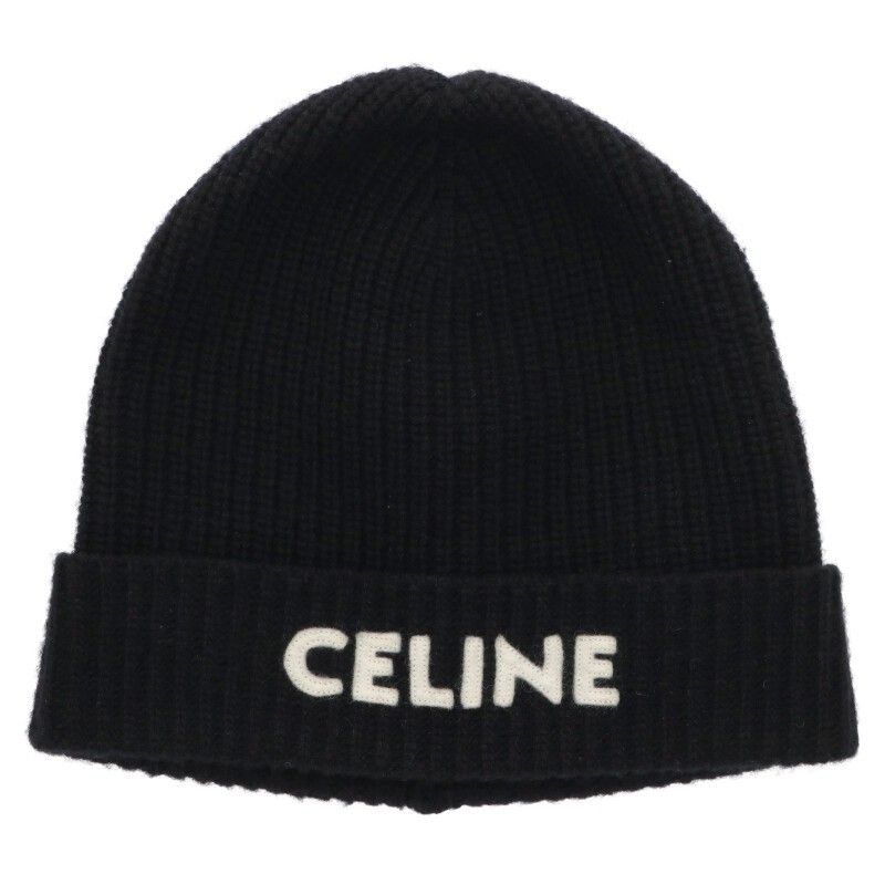 Celine 2a25r535q Logo Patch Knit Hat Men's TU