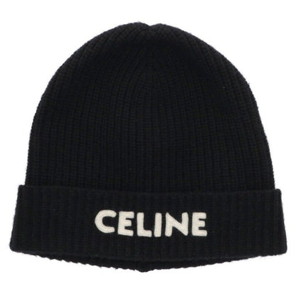 Celine 2a25r535q Logo Patch Knit Hat Men's TU