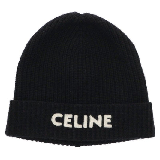 Celine 2a25r535q Logo Patch Knit Hat Men's TU