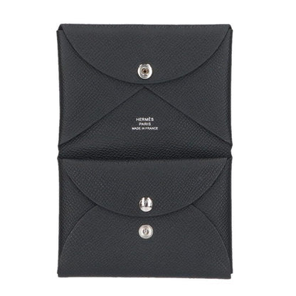 Hermes Calvi Duo Epson W Engraved Leather Card Coin Case Men's