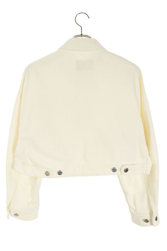 Prada Gfb279 Triangle Logo Plate Cropped Denim Jacket Women 36