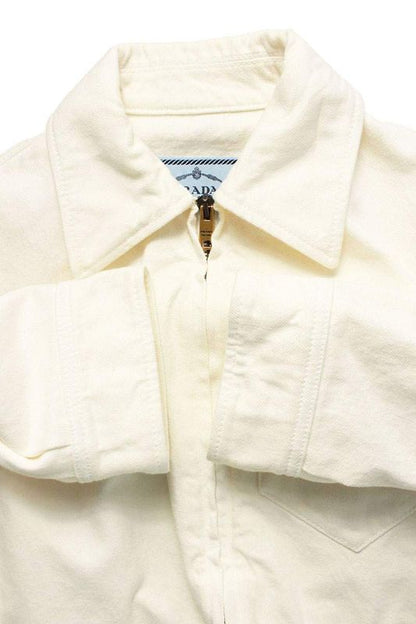 Prada Gfb279 Triangle Logo Plate Cropped Denim Jacket Women 36