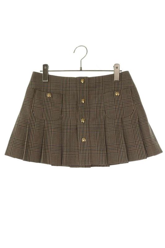 Celine 2j744883w.30bt Linen Wool Pleated Miniskirt Women 34