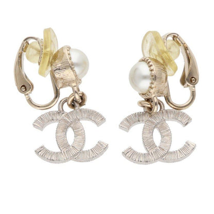 Chanel Abe547 Coco Mark Rhinestone Pearl Earring Ladies