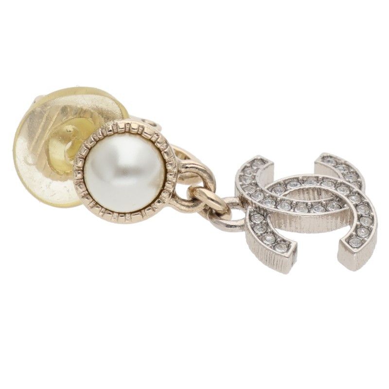 Chanel Abe547 Coco Mark Rhinestone Pearl Earring Ladies