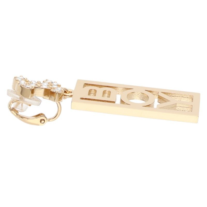 Chanel Coco Mark Rhinestone BOY Plate Earring Ladies
