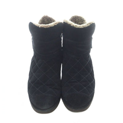 Chanel 13A Mouton Boots 37.5 24.5cm (9.65in) Black Beige Quilted G27813 RI - OS