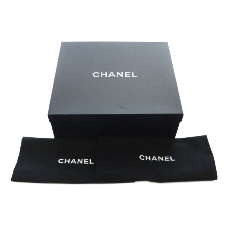 Chanel 13A Mouton Boots 37.5 24.5cm (9.65in) Black Beige Quilted G27813 RI - OS