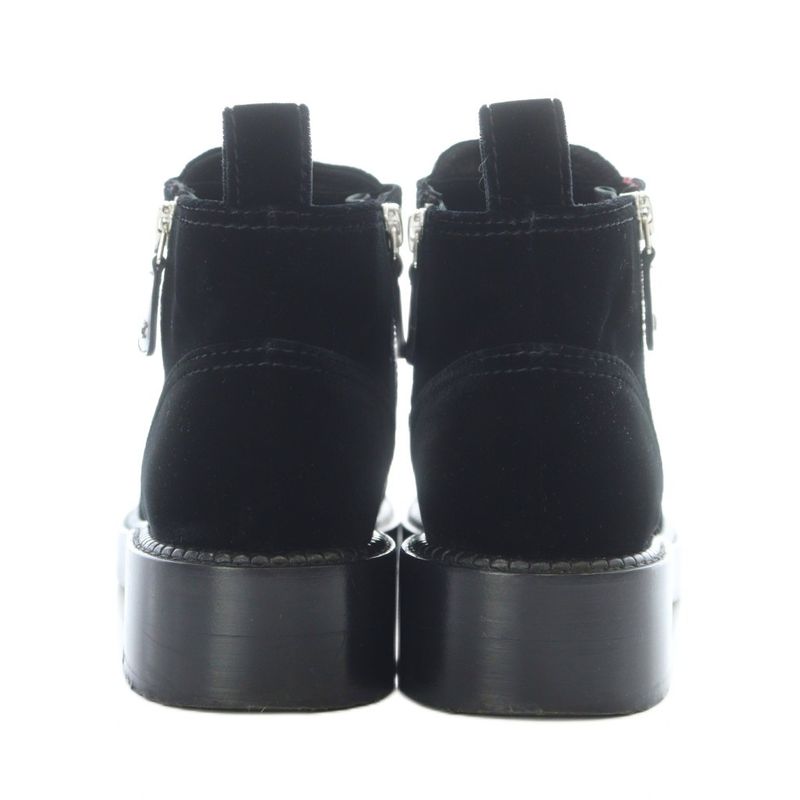 Chanel 15B Coco Mark Lace Up Short Boots 37 24cm (9.45in) Black G31104 RI - OS