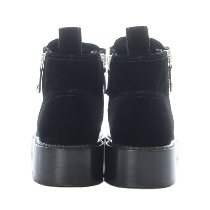 Chanel 15B Coco Mark Lace Up Short Boots 37 24cm (9.45in) Black G31104 RI - OS