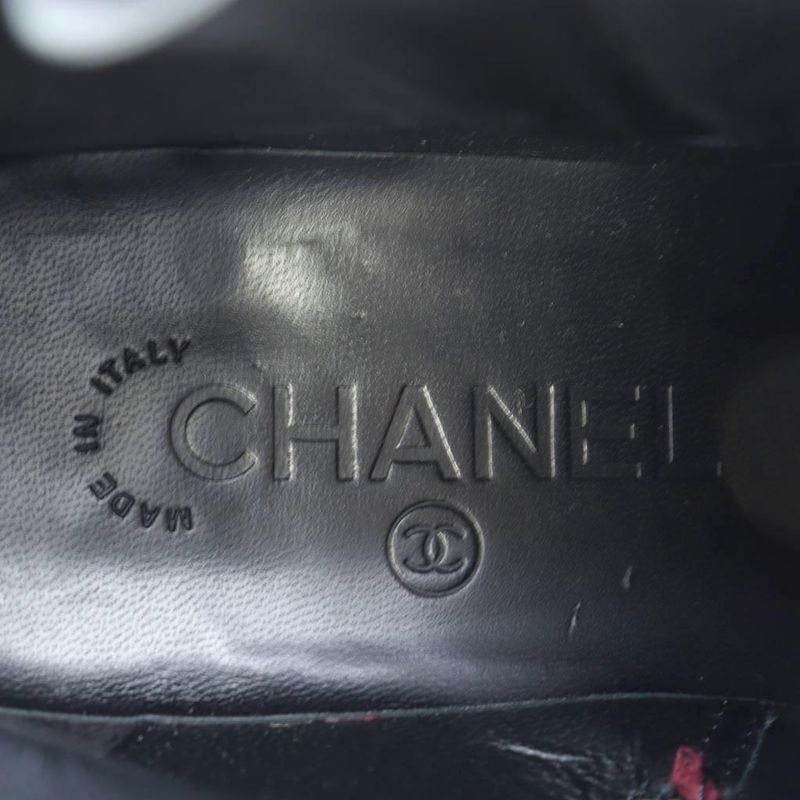 Chanel 15B Coco Mark Lace Up Short Boots 37 24cm (9.45in) Black G31104 RI - OS