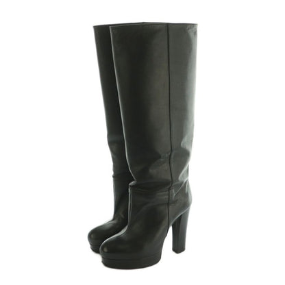 Gucci Long Boots Platform High Heel Leather 37 24.0cm (9.45in) Black 589785 MI