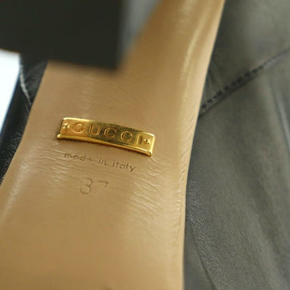 Gucci Long Boots Platform High Heel Leather 37 24.0cm (9.45in) Black 589785 MI