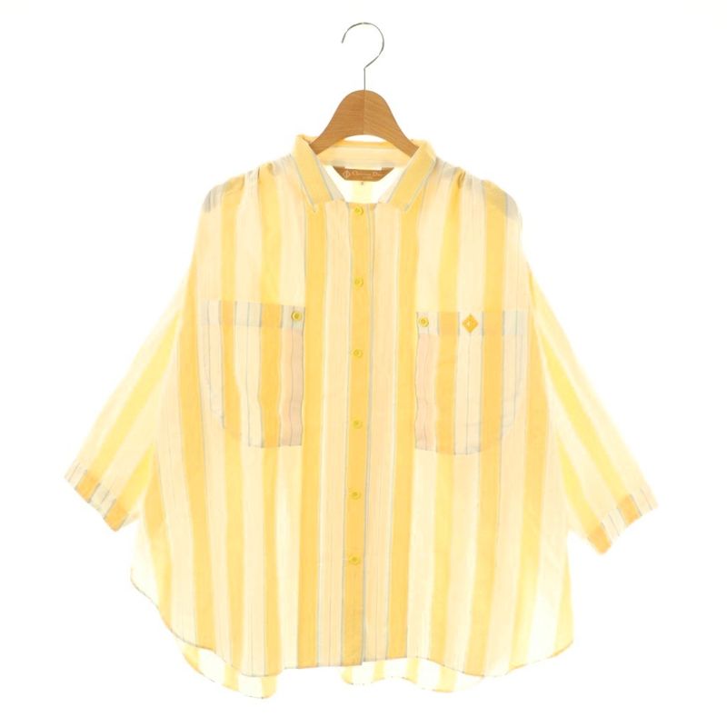 Christian DIOR Sports Striped Seventh Sleeve Shirt S Yellow HK - OS