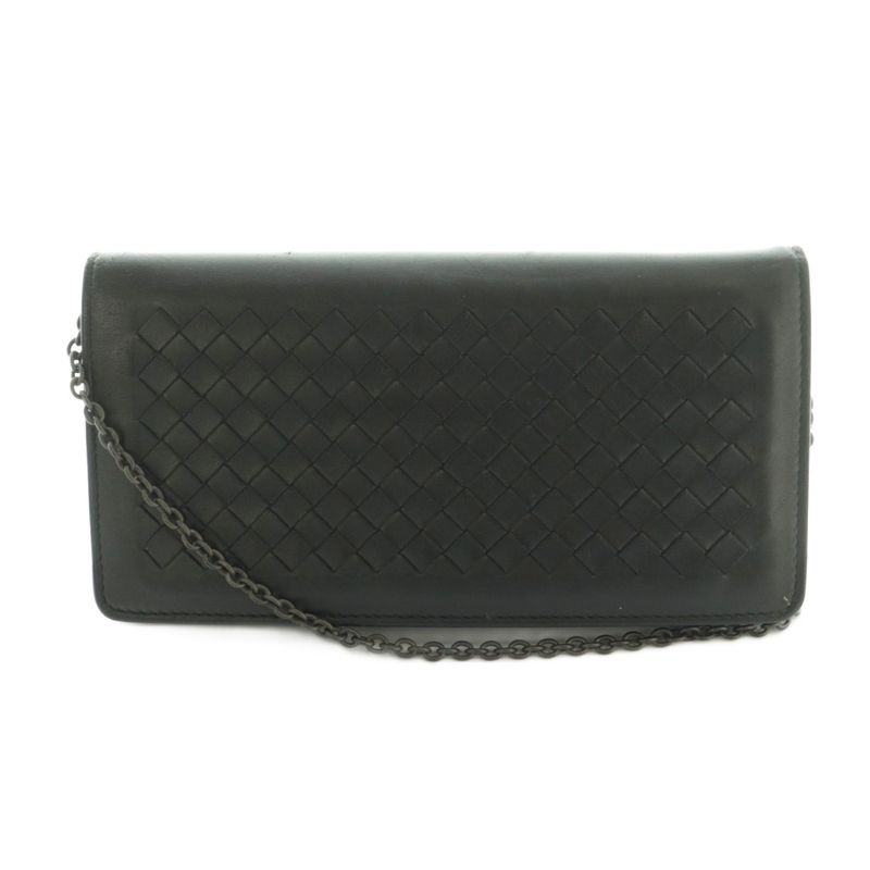 Bottega Veneta Intrecciato Chain Wallet Long Wallet Fold Change Leather Braided