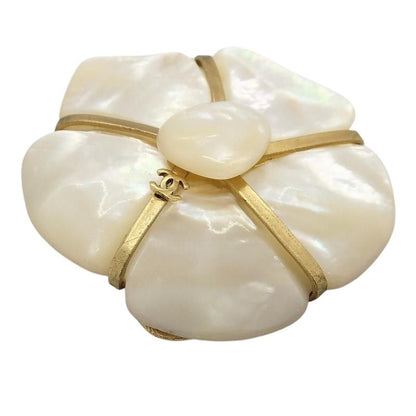 Chanel Camellia Coco Mark 01a Brooch Shell G