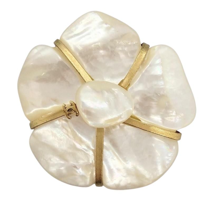 Chanel Camellia Coco Mark 01a Brooch Shell G