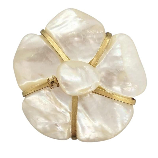 Chanel Camellia Coco Mark 01a Brooch Shell G