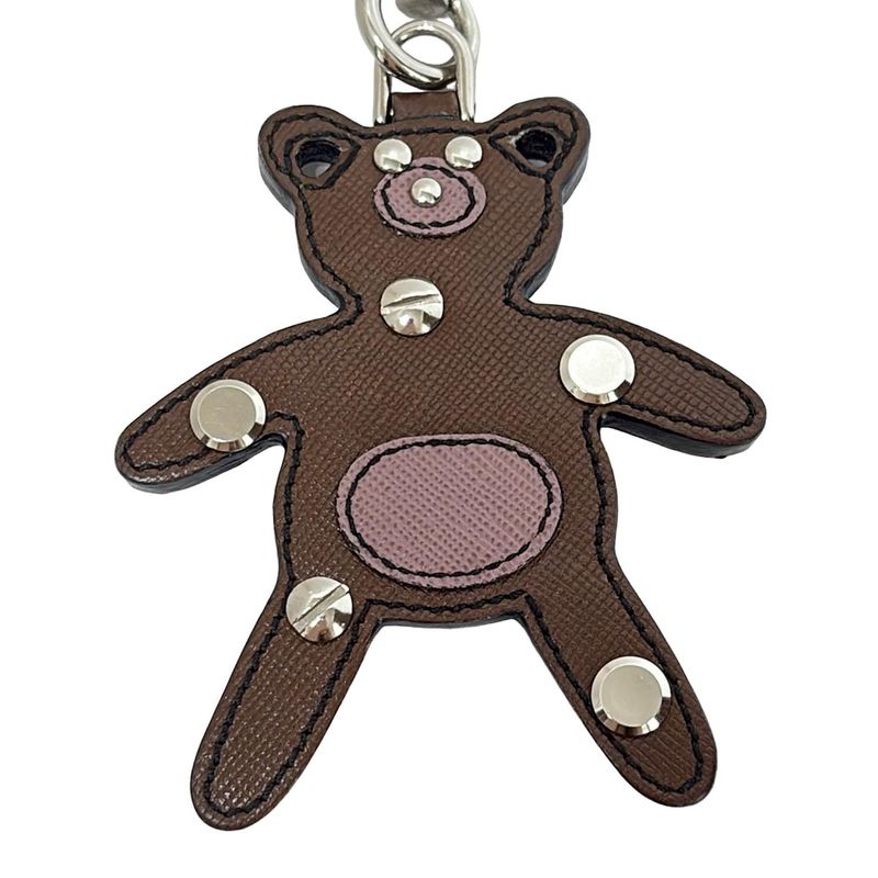 Prada Key Holder (charm ) - 2ar245 Dark Brown Bear Leather