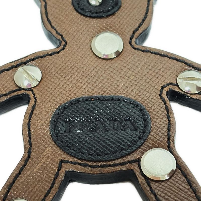 Prada Key Holder (charm ) - 2ar245 Dark Brown Bear Leather