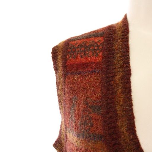 Hermes Knit Dress Tight Knee Length Sleeveless V-neck Total Pattern Cashmere