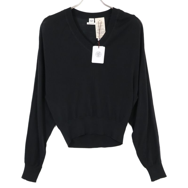 Hermes 4h2622d9 Wool Silk Logo Embroidered Ribbed Sweater 38