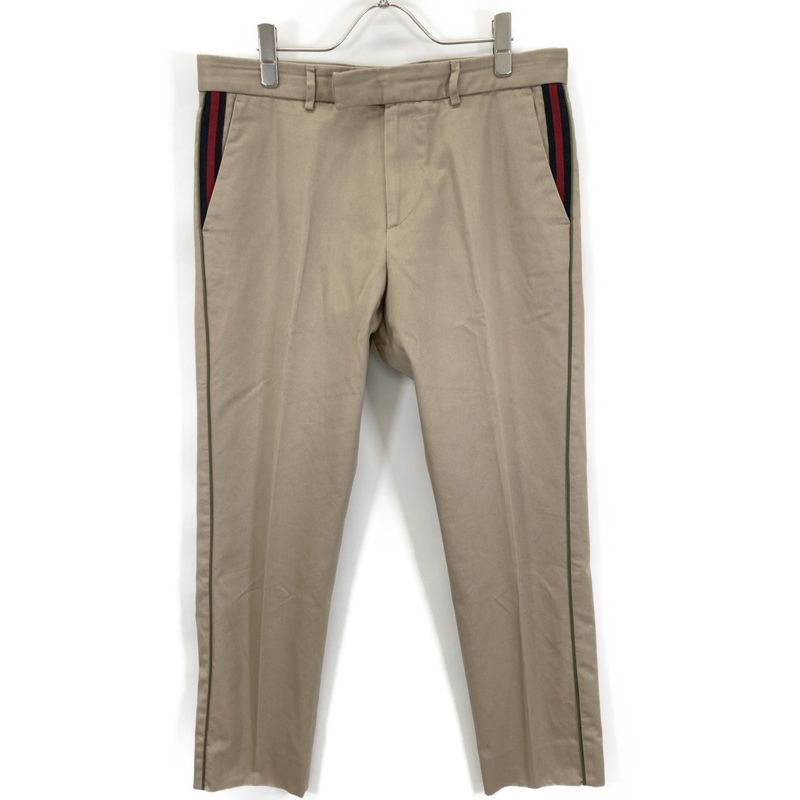 Gucci 465518 17 Year Beige Sideline Tapered Pants 48