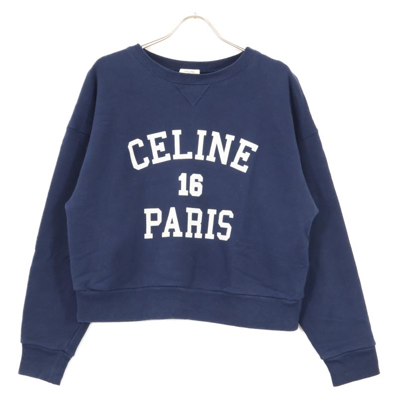 Celine 2y09e649w Navy Cracked Sweatshirt Logo Trainer L