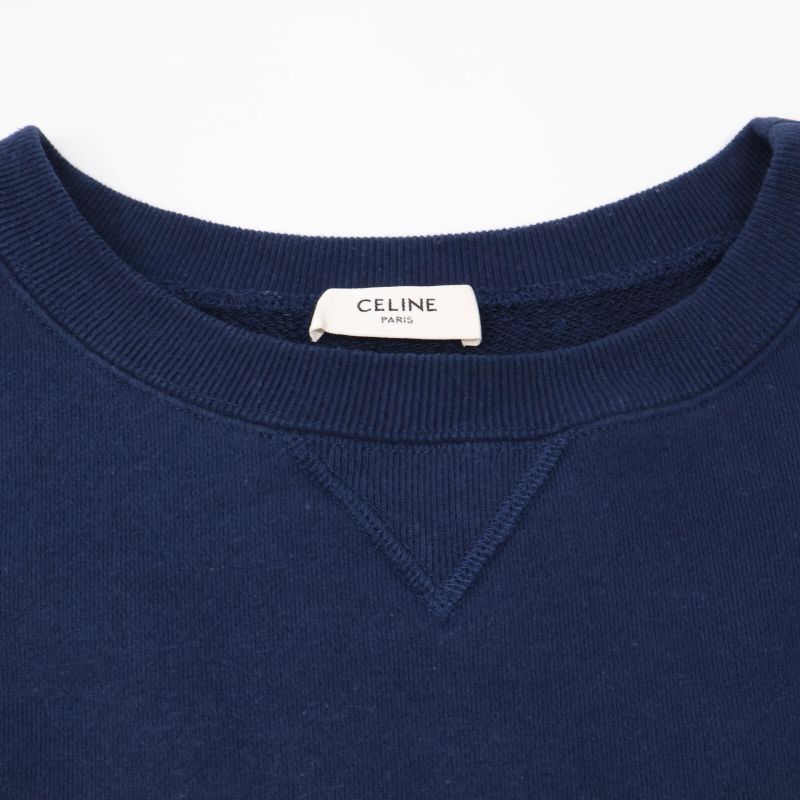 Celine 2y09e649w Navy Cracked Sweatshirt Logo Trainer L