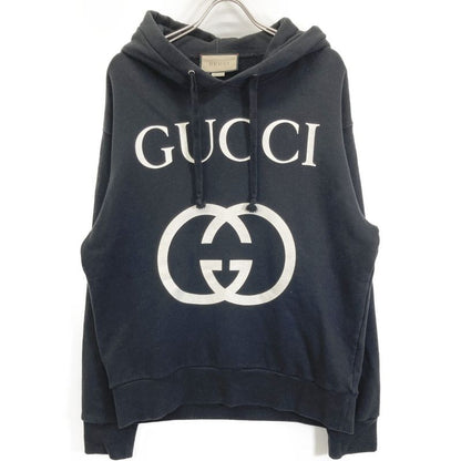Gucci 475374 Black Interlocking G Hooded Sweatshirt M