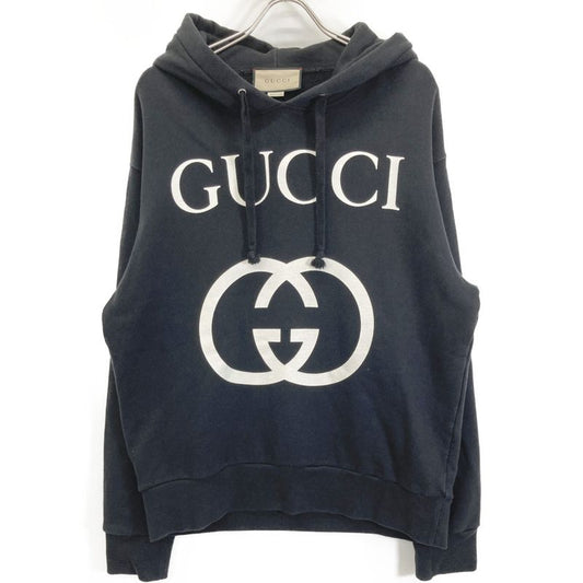 Gucci 475374 Black Interlocking G Hooded Sweatshirt M