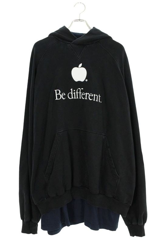 Balenciaga 22AW 720406 Tnvb4 Be Differren Embroidery Layered Hoodie Men 2