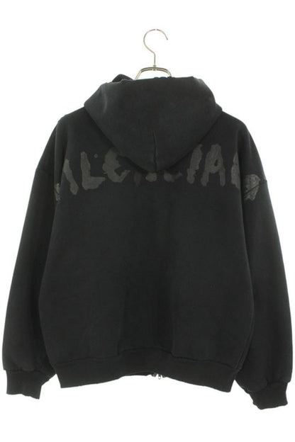 Balenciaga 803264 Trvu1 Damaged Painted Zip-up Hoodie Men's S