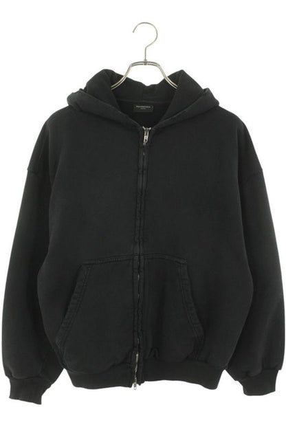 Balenciaga 803264 Trvu1 Damaged Painted Zip-up Hoodie Men's S