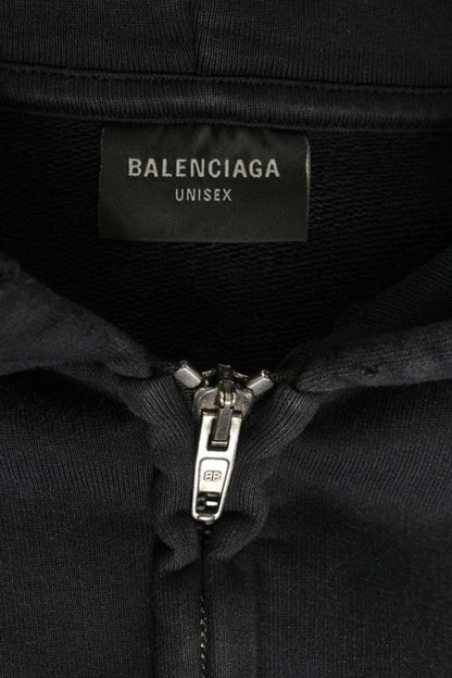 Balenciaga 803264 Trvu1 Damaged Painted Zip-up Hoodie Men's S