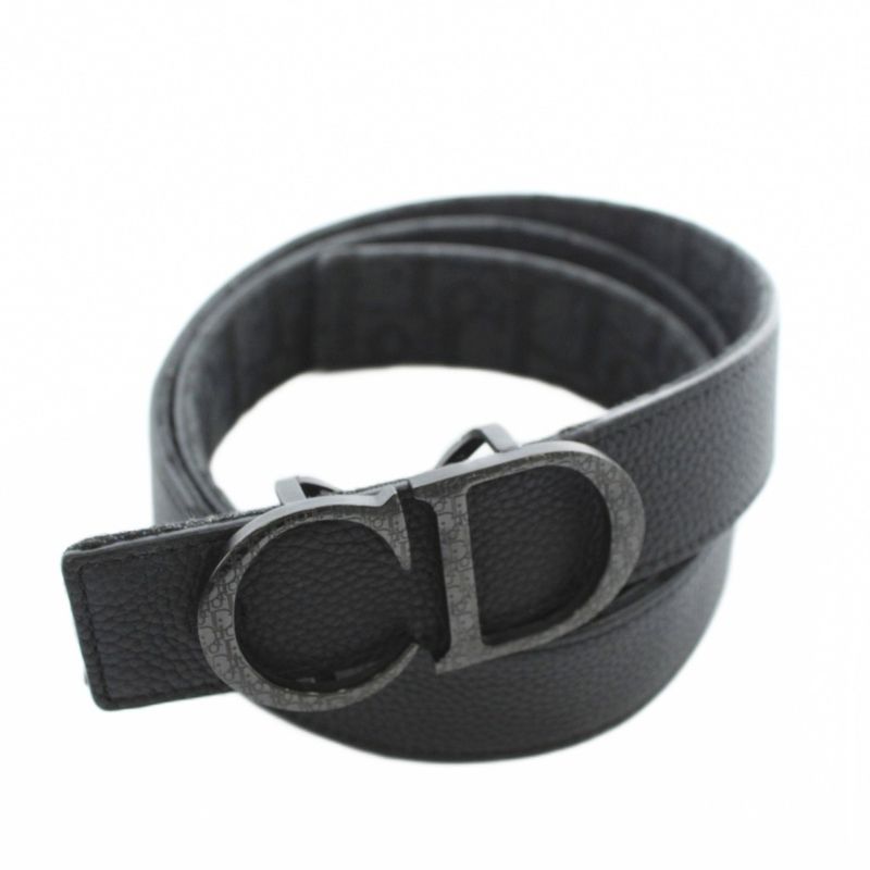 Christian DIOR Micro Oblique Trotter Belt Leather Canvas CD Buckle Total 95 38