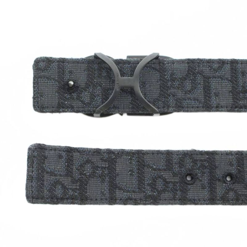 Christian DIOR Micro Oblique Trotter Belt Leather Canvas CD Buckle Total 95 38