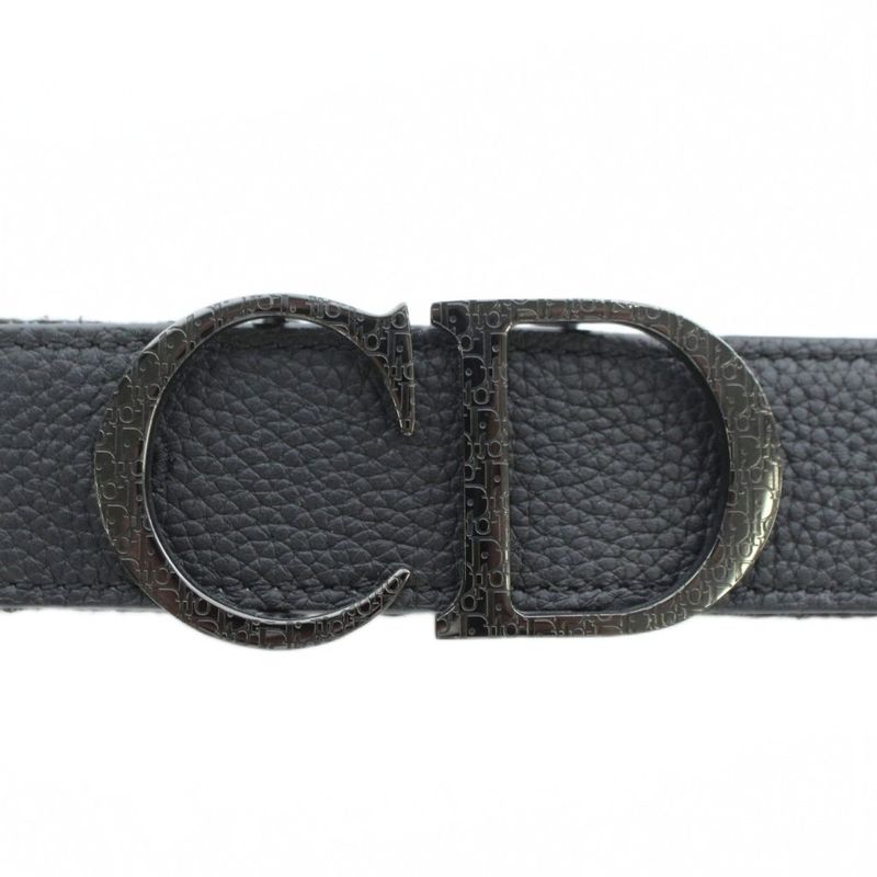 Christian DIOR Micro Oblique Trotter Belt Leather Canvas CD Buckle Total 95 38