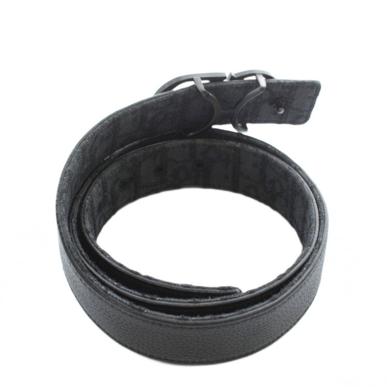 Christian DIOR Micro Oblique Trotter Belt Leather Canvas CD Buckle Total 95 38