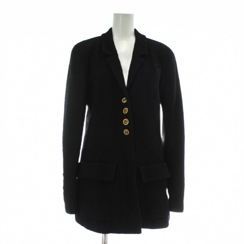 Chanel Tailored Jacket Bleather Single 4B Middle Fully Lined Side Vents Coco