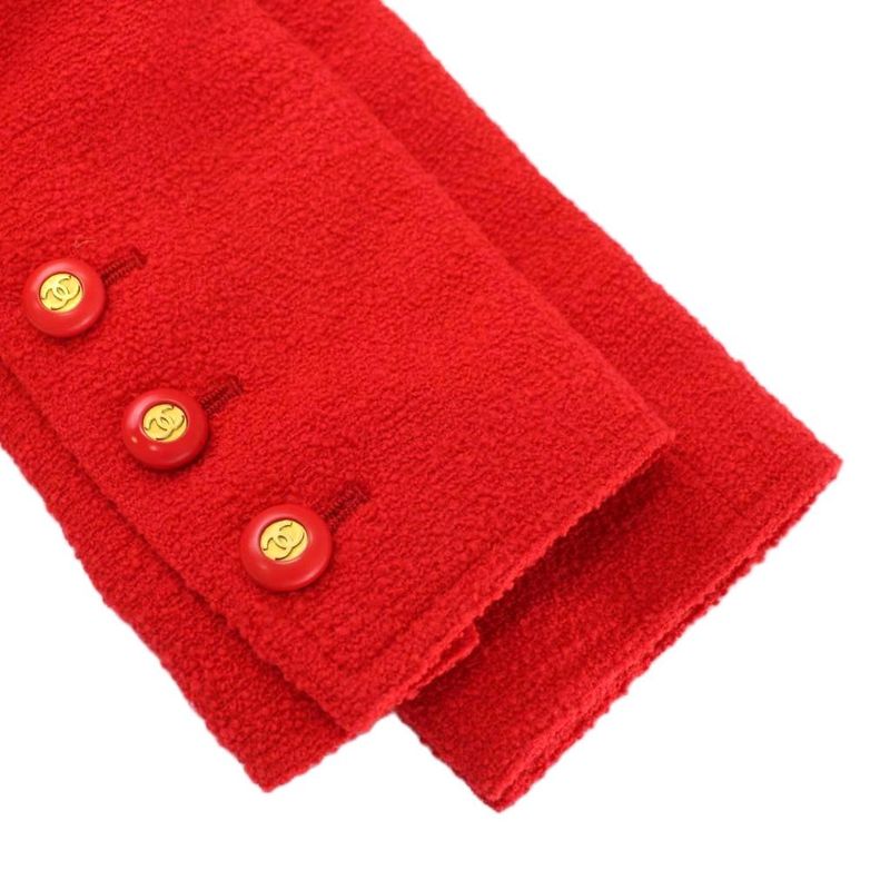 Chanel Tailored Jacket Bleather Wool Silk Short Length Single 1B Shoulder Pads