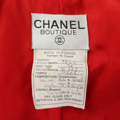 Chanel Tailored Jacket Bleather Wool Silk Short Length Single 1B Shoulder Pads