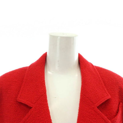 Chanel Tailored Jacket Bleather Wool Silk Short Length Single 1B Shoulder Pads