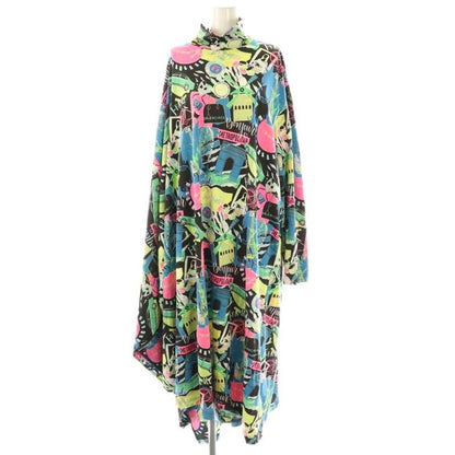 Balenciaga 20SS City Print Dress Long Total XS Black Multicolor DO - GY57