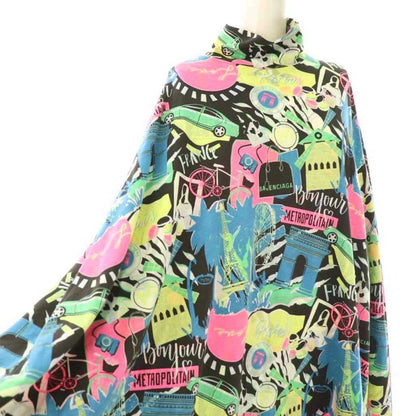 Balenciaga 20SS City Print Dress Long Total XS Black Multicolor DO - GY57