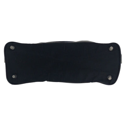 Prada Tessuto Triangle Logo Plate Black Silver Hardware Nylon Leather Handbag