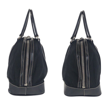 Prada Tessuto Triangle Logo Plate Black Silver Hardware Nylon Leather Handbag