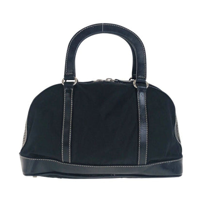 Prada Tessuto Triangle Logo Plate Black Silver Hardware Nylon Leather Handbag