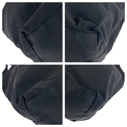 Prada Tessuto Triangle Logo Plate Black Silver Hardware Nylon Leather Shoulder