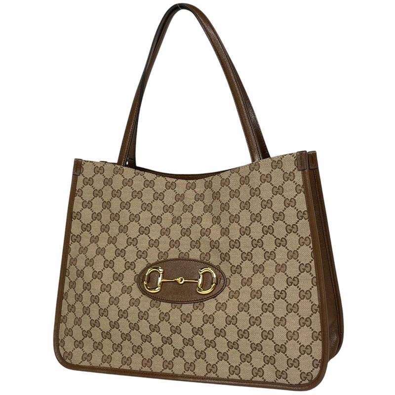 Gucci Horsebit Tote Shoulder Bag Tote Bag GG Canvas Beige Brown 623694 Women